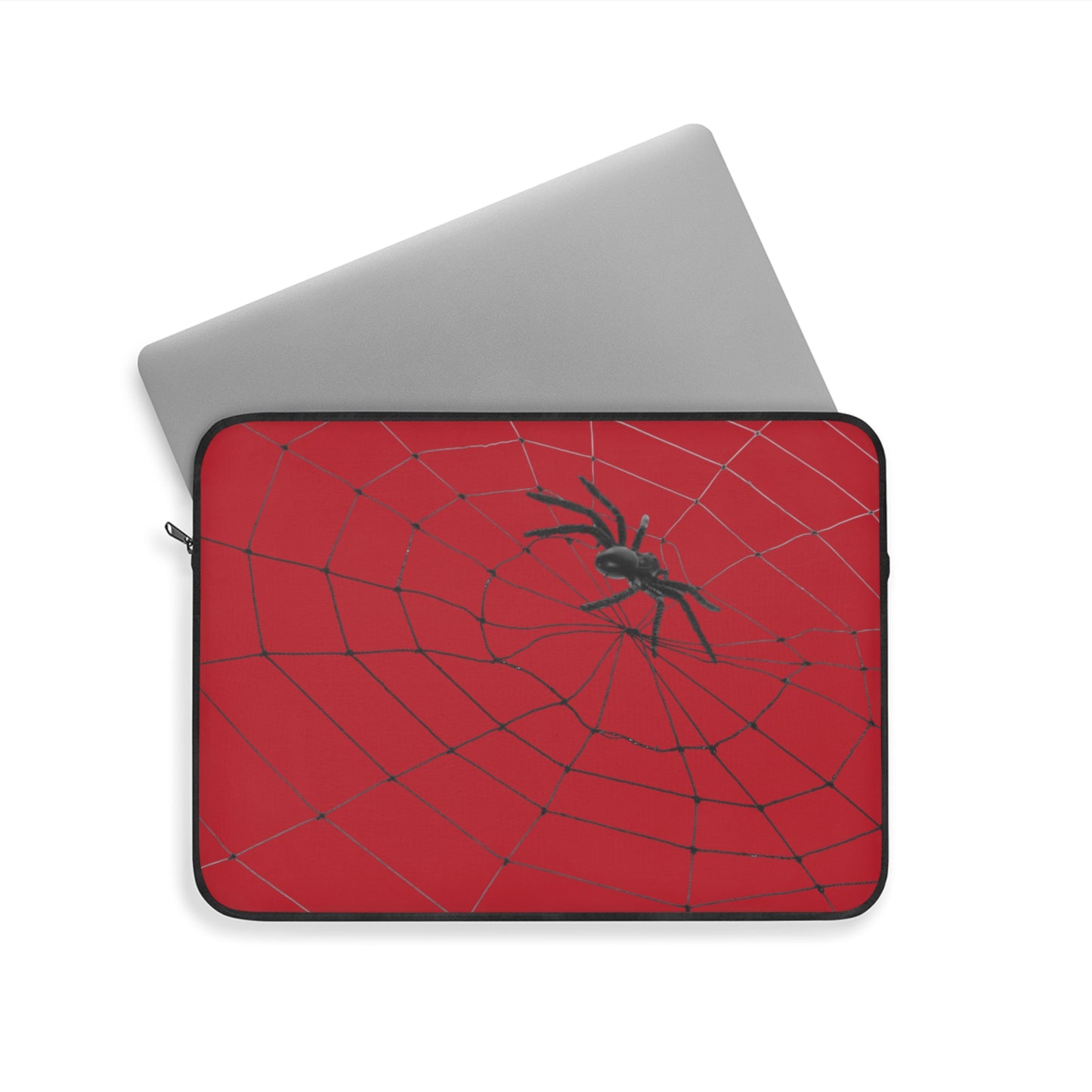 Spider in Web on Red Laptop Sleeve | Unique Laptop Case for Teens, Gift for Artists, Computer Sleeve, Geeky Tech Accessories