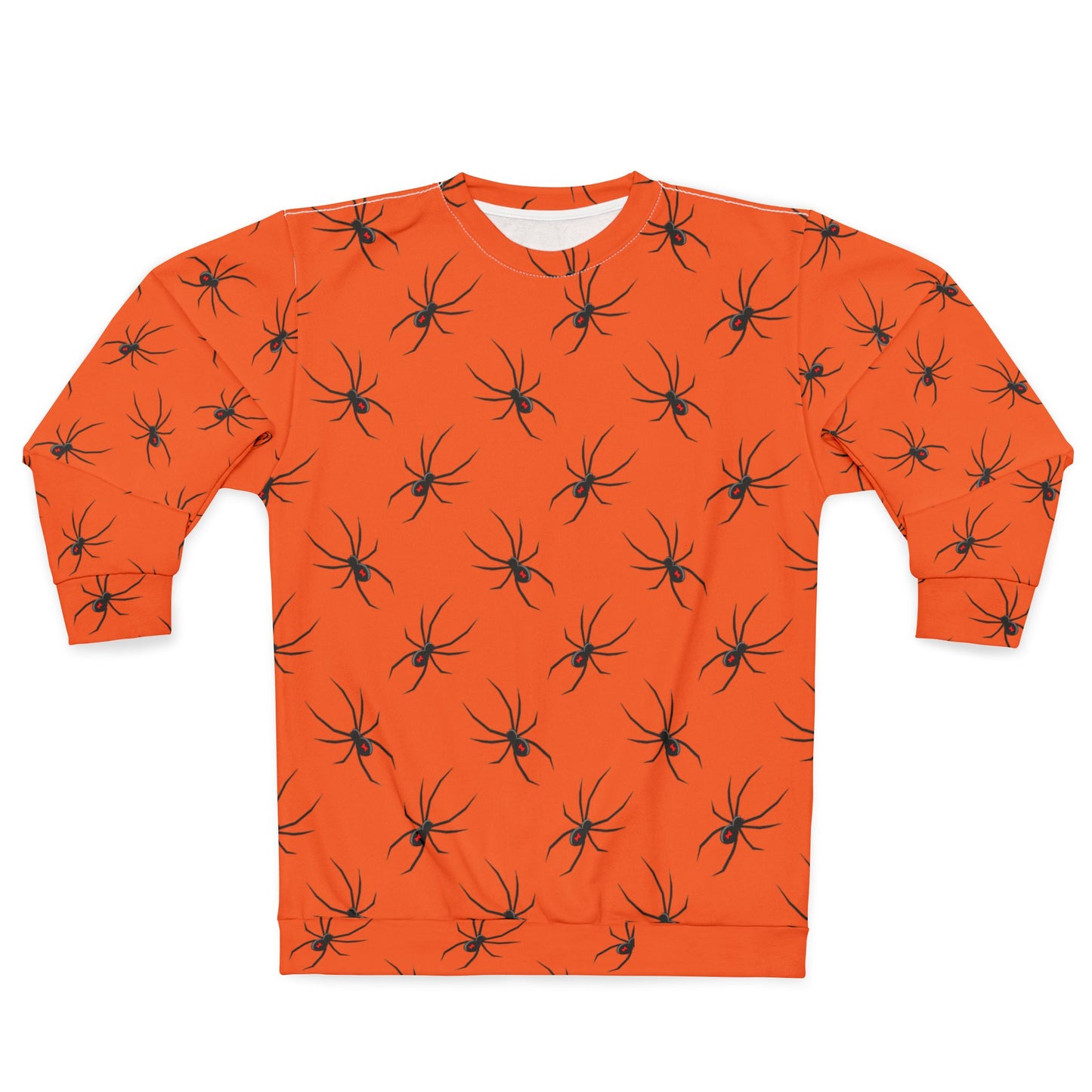 Spider Pattern 0n Orange Unisex Sweatshirt - Cozy Halloween Style, Fall Fashion, Graphic Jumper, Unique Gift, Streetwear