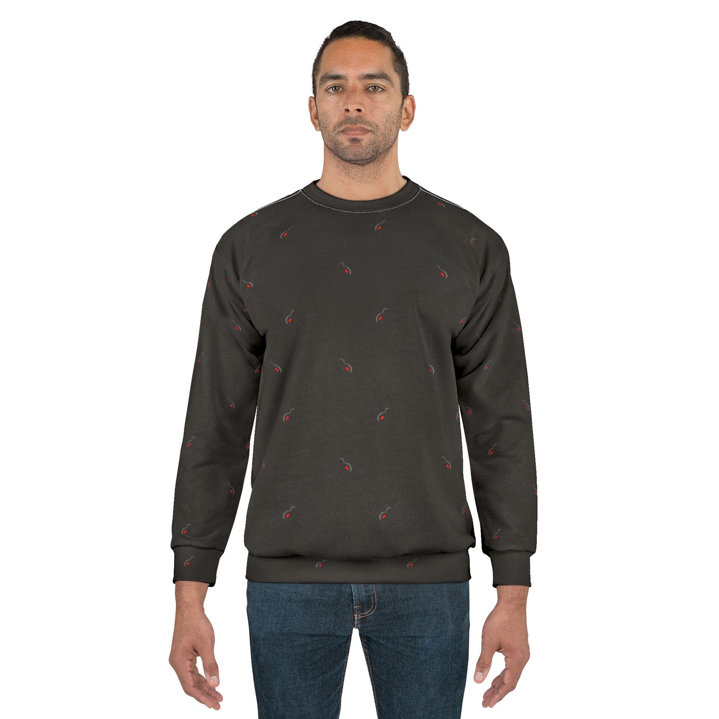 Spider Pattern 0n Black Unisex Sweatshirt - Cozy Halloween Style, Fall Fashion, Graphic Jumper, Unique Gift, Streetwear