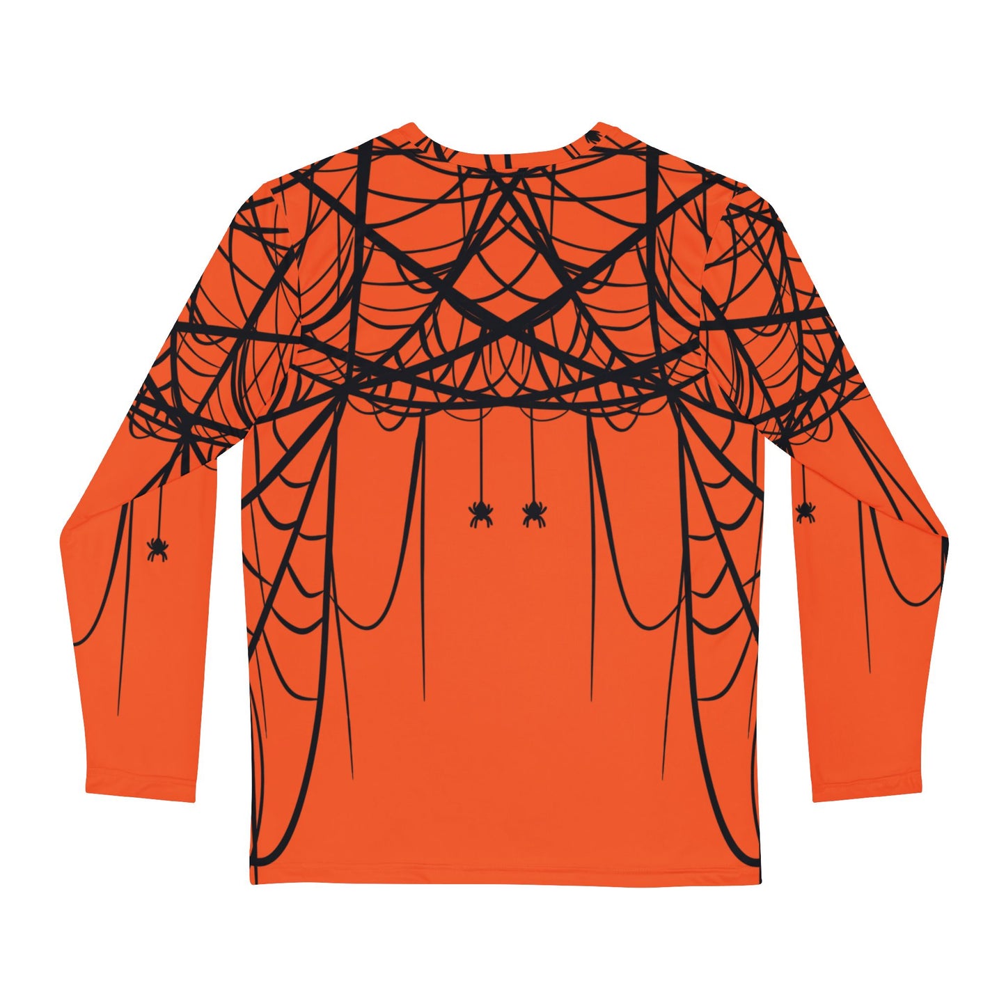 Men's Orange Long Sleeve Shirt White with Double Spiderweb Design - Perfect for Halloween, Casual Wear, Gifts, and Parties