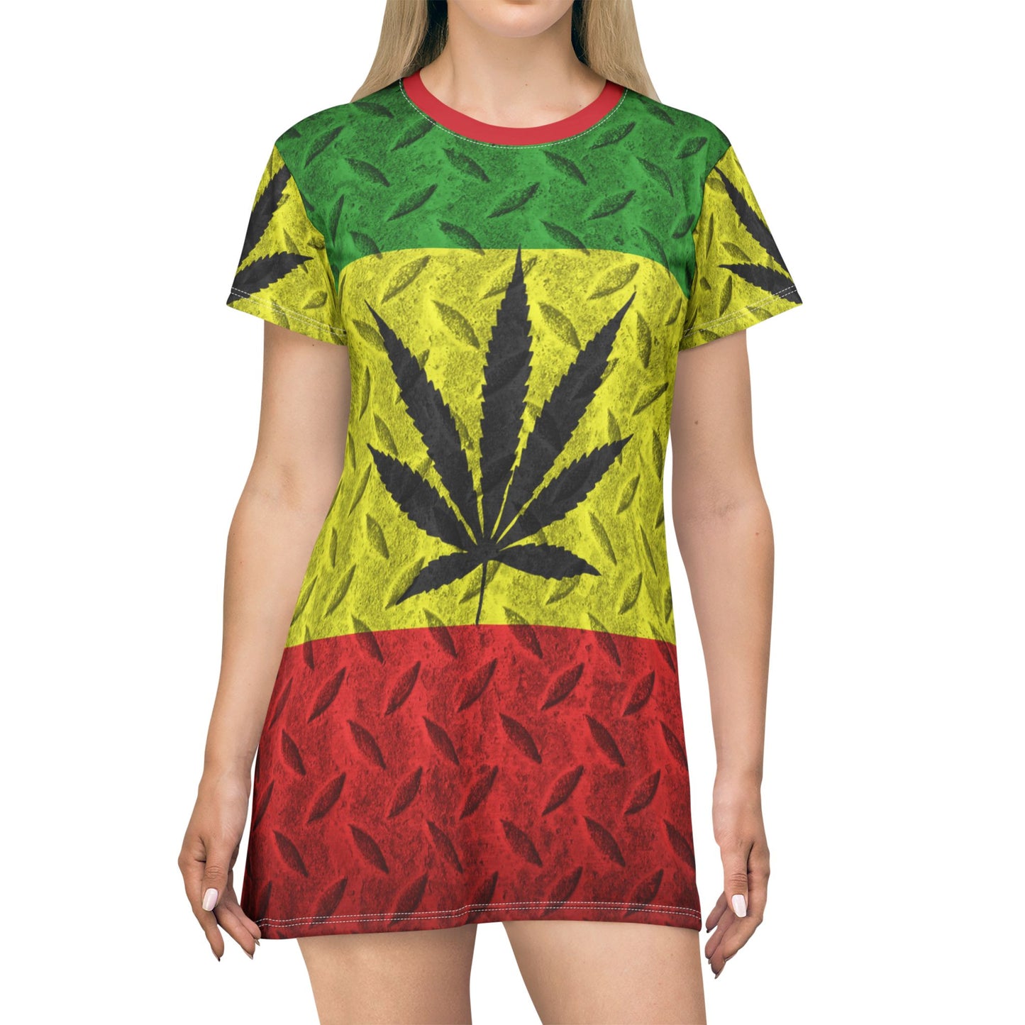 Rasta Vibes T-Shirt Dress, Chill Summer Dress, Boho Casual Wear, Hippie Style Dress, Festival Outfit, Eco-Friendly Fashion