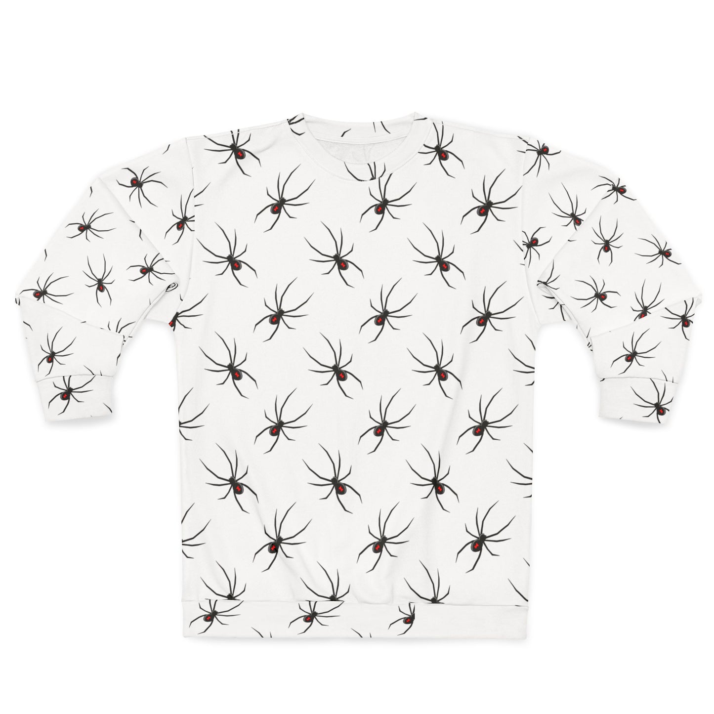 Spider Pattern 0n White Unisex Sweatshirt - Cozy Halloween Style, Fall Fashion, Graphic Jumper, Unique Gift, Streetwear