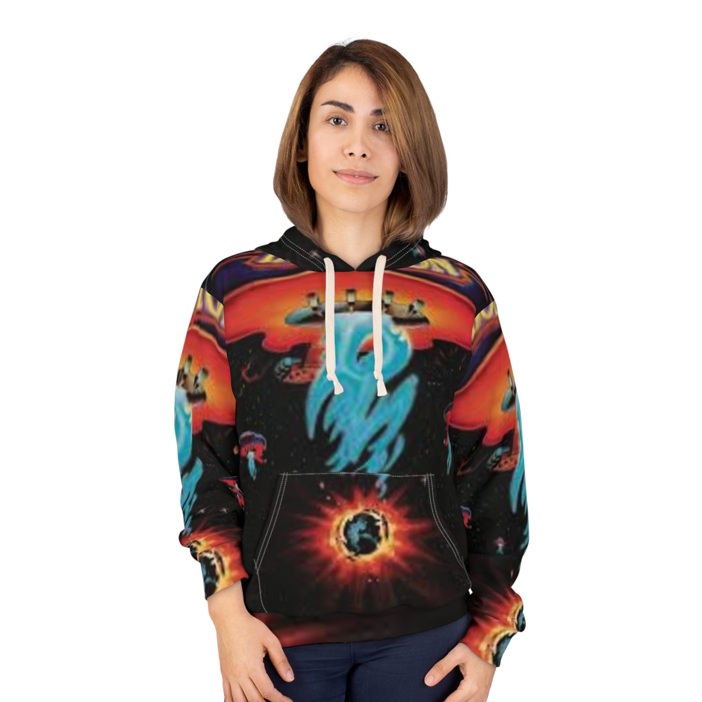 Boston Cosmic Adventure Hoodie - Retro Vibe, Unisex Pullover, Perfect for Festivals, Gift for Gamers, Eco-Friendly Fashion