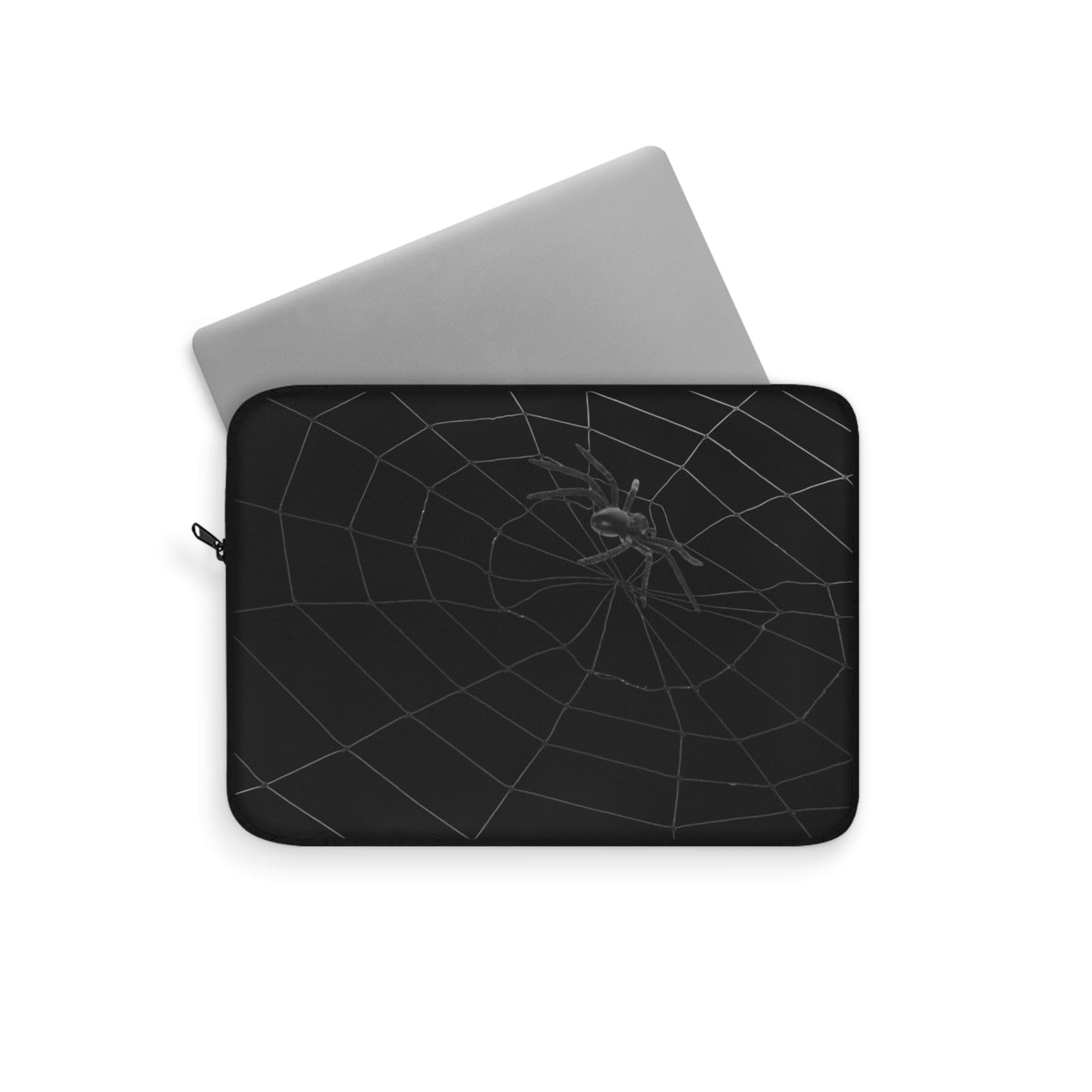 Spider in Web on Black Laptop Sleeve | Unique Laptop Case for Teens, Gift for Artists, Computer Sleeve, Geeky Tech Accessories