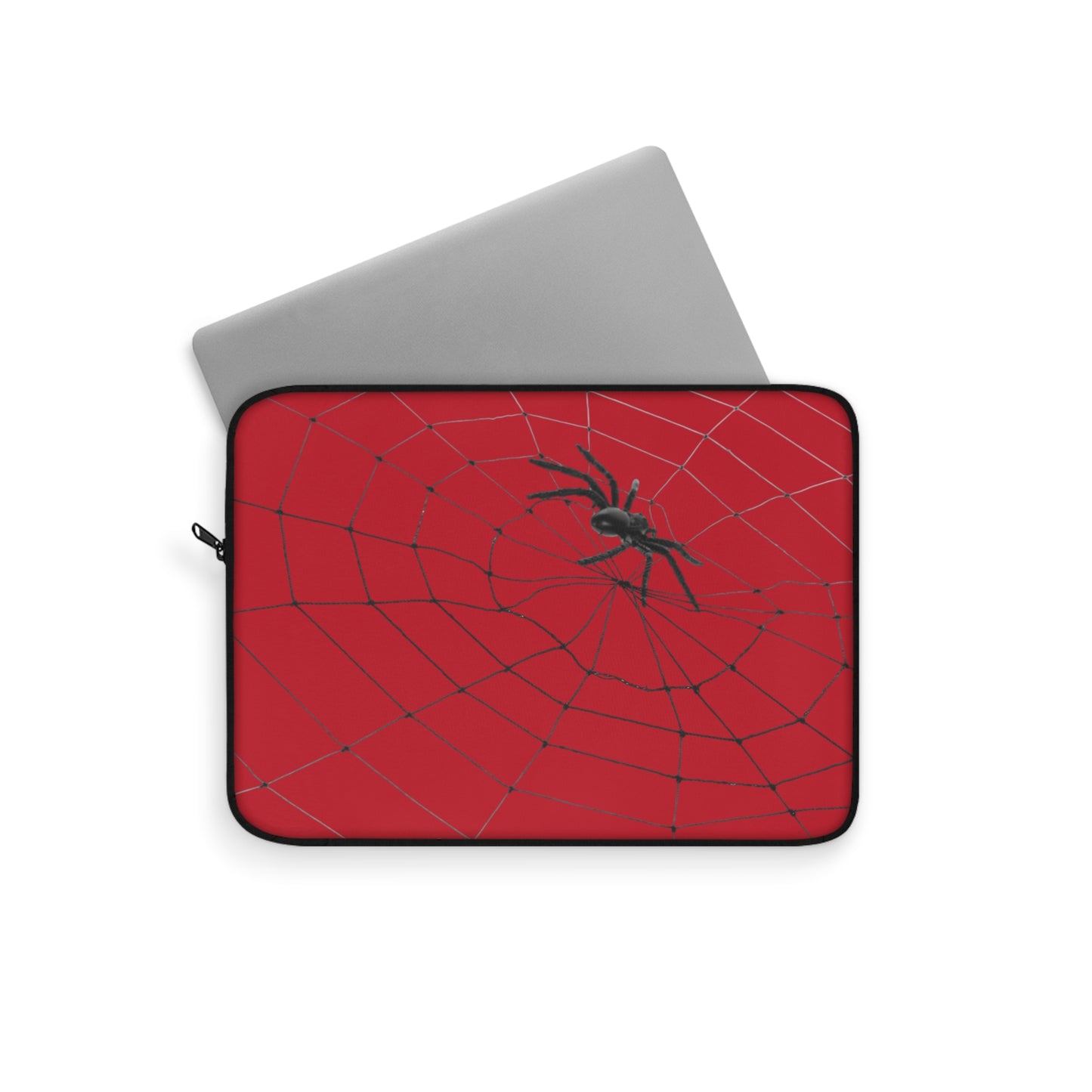 Spider in Web on Red Laptop Sleeve | Unique Laptop Case for Teens, Gift for Artists, Computer Sleeve, Geeky Tech Accessories