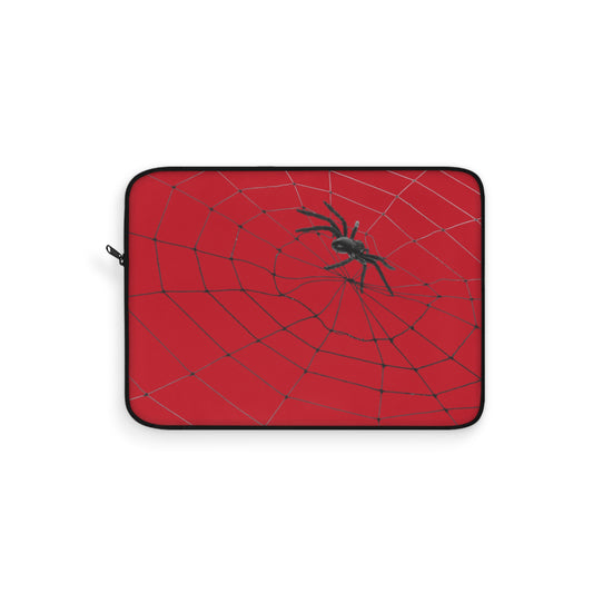 Spider in Web on Red Laptop Sleeve | Unique Laptop Case for Teens, Gift for Artists, Computer Sleeve, Geeky Tech Accessories