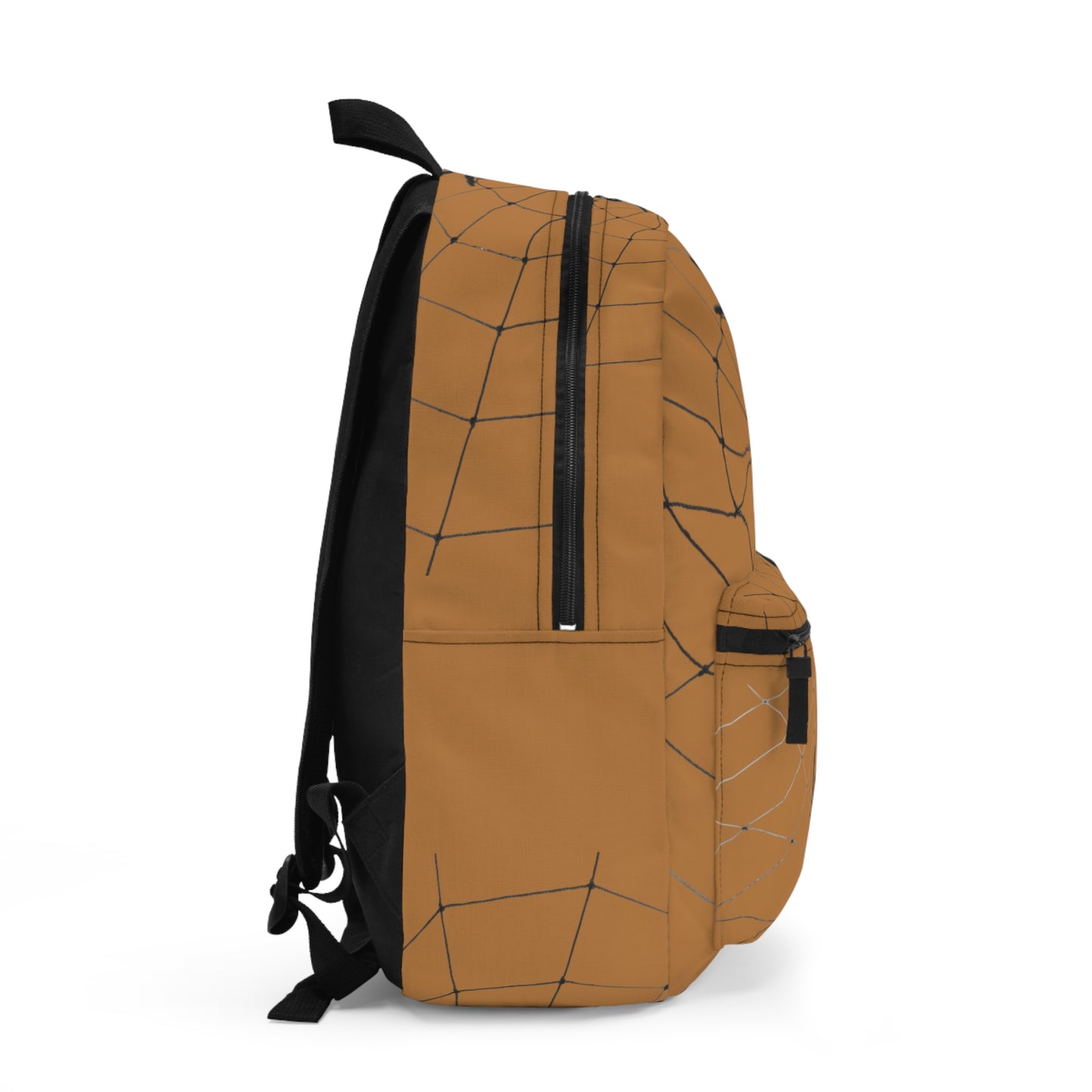 Spider Web on Light Brown Backpack, Stylish Daypack for Spooky Season, Ideal for Halloween, School, and Travel, Trendy Gift for Kids and Teens