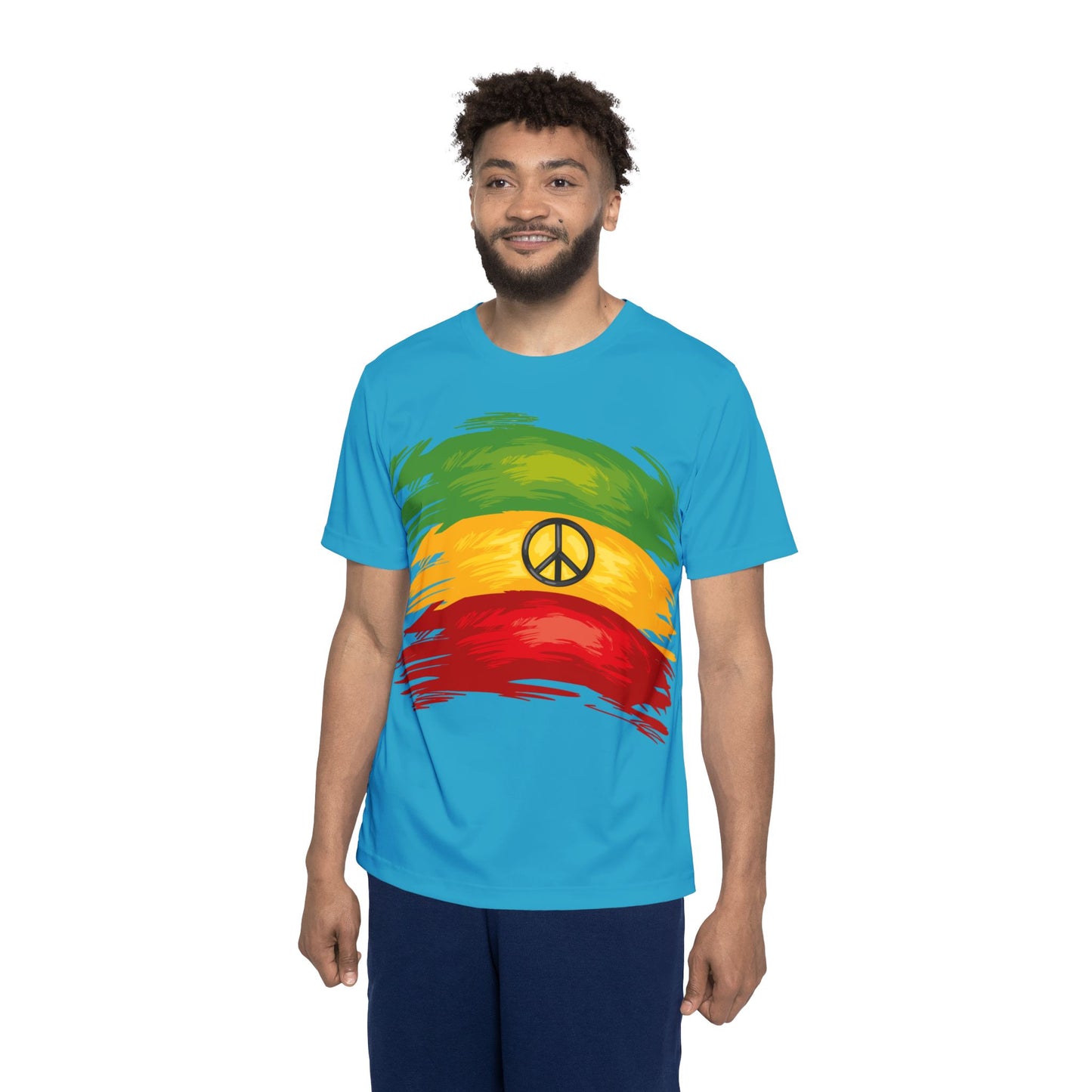Turquoise Rasta Peace Men's Sports Jersey, Casual Tee, Athletic Wear, Music Festival Shirt, Gift for Him, Summer Sports Apparel