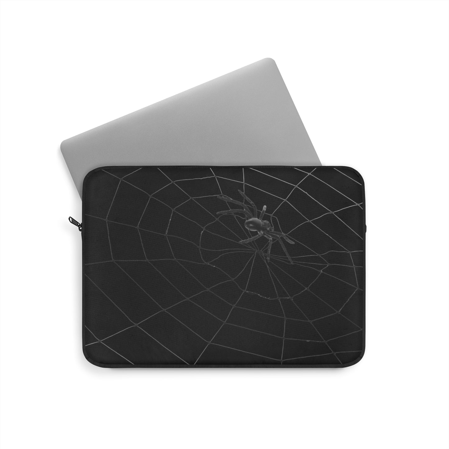 Spider in Web on Black Laptop Sleeve | Unique Laptop Case for Teens, Gift for Artists, Computer Sleeve, Geeky Tech Accessories