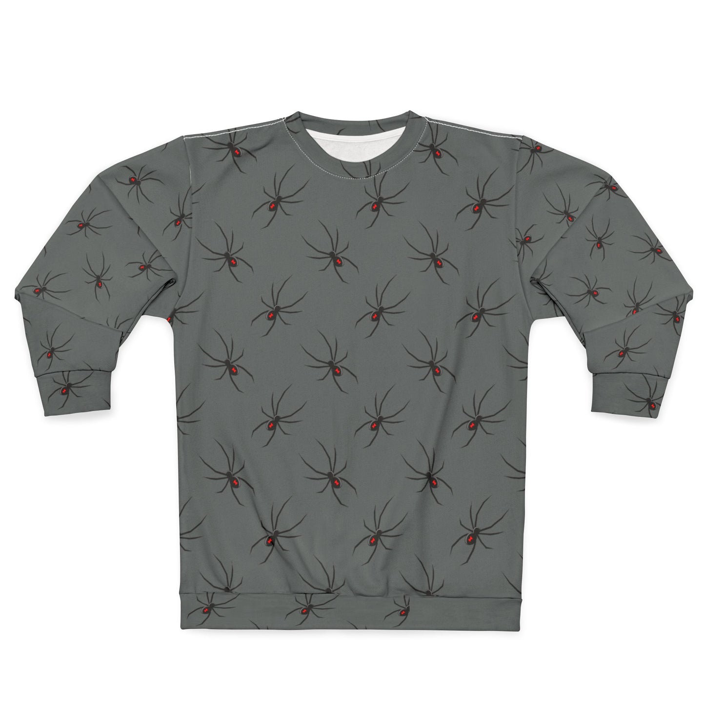 Spider Pattern 0n Grey Unisex Sweatshirt - Cozy Halloween Style, Fall Fashion, Graphic Jumper, Unique Gift, Streetwear