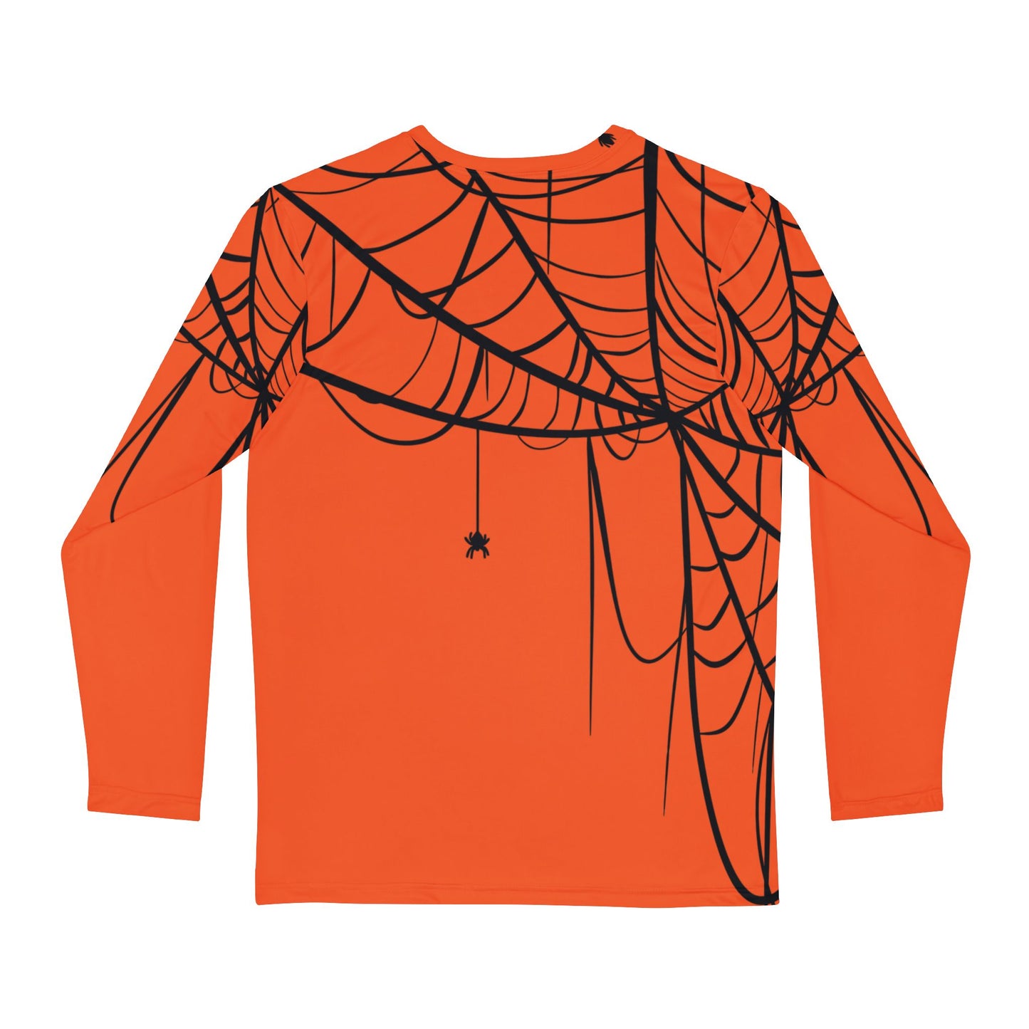 Men's Long Sleeve Shirt Orange with Spiderweb Design - Perfect for Halloween, Casual Wear, Gifts, and Parties