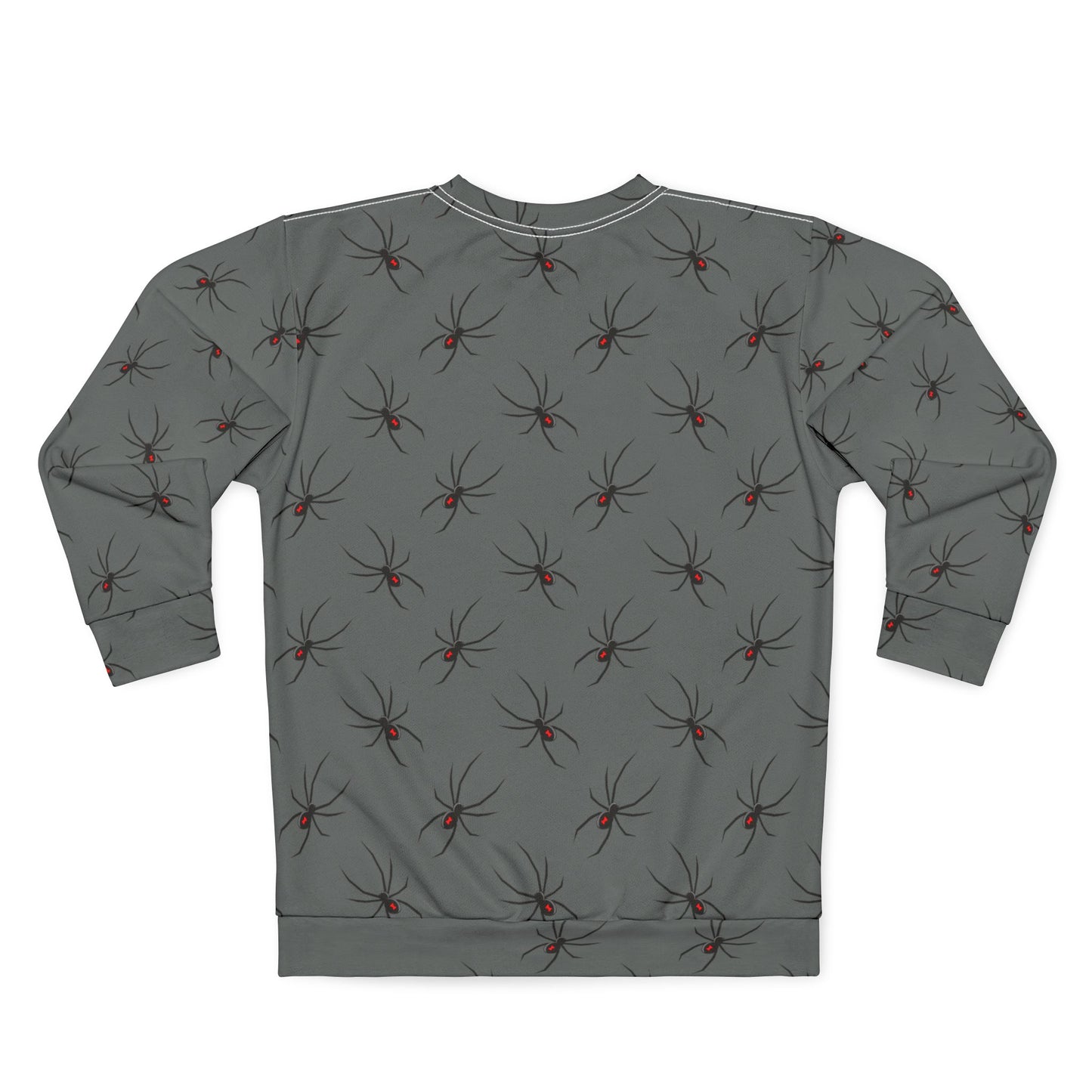 Spider Pattern 0n Grey Unisex Sweatshirt - Cozy Halloween Style, Fall Fashion, Graphic Jumper, Unique Gift, Streetwear