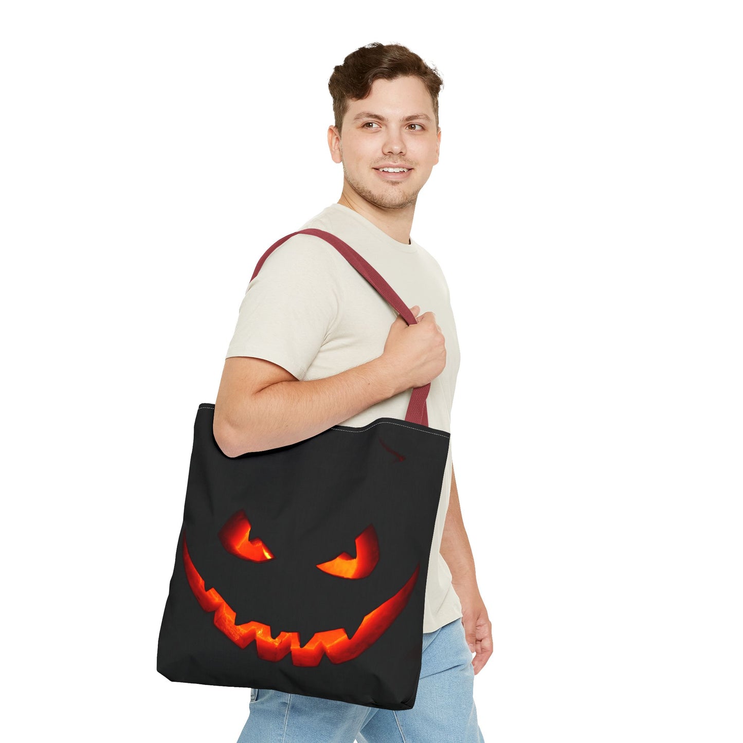 Halloween Pumpkin Tote Bag, Spooky Bag, Trick or Treat, Fall Fashion, Halloween Party Decoration, Ghostly Gift Idea