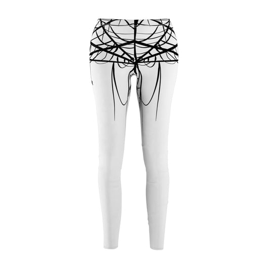 Bold Spider Web on White Leggings | Halloween Fashion, Casual Wear, Gym Leggings, Unique Design, Workout Pants
