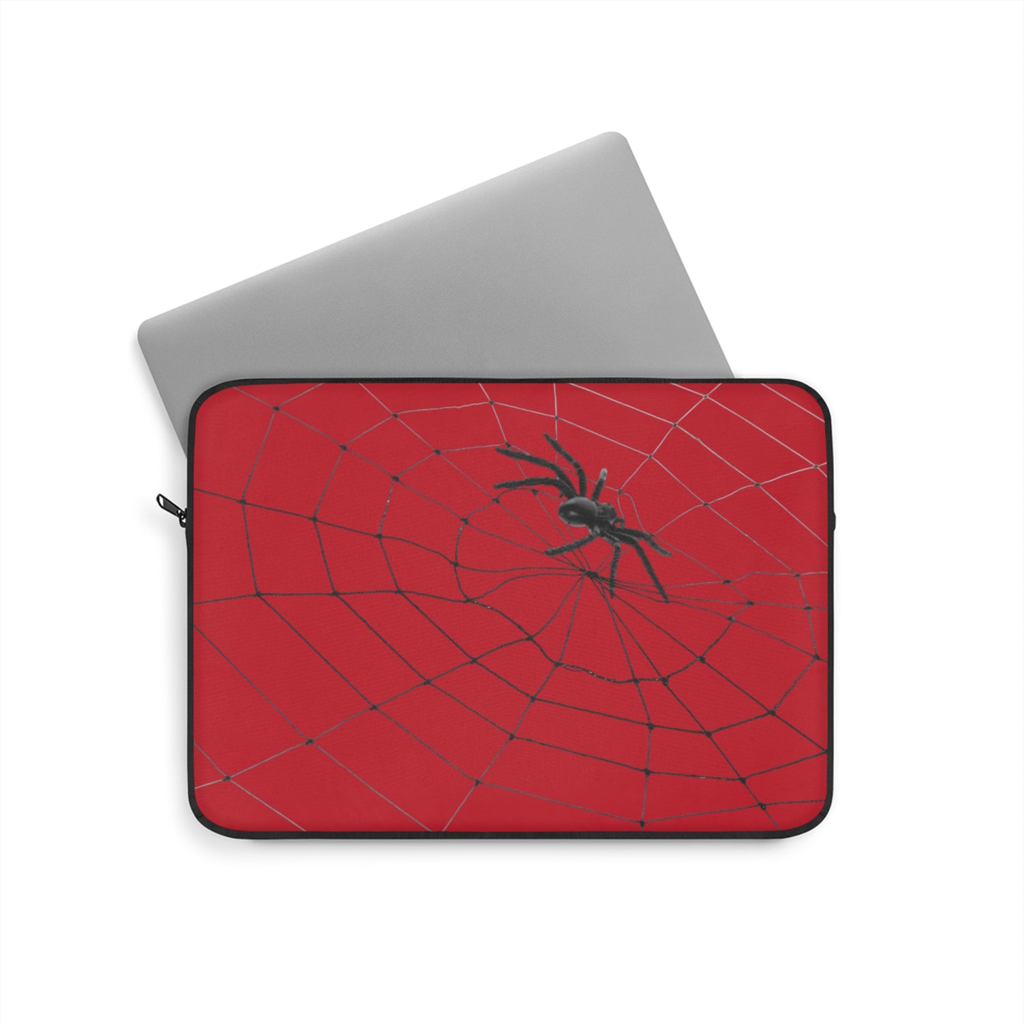 Spider in Web on Red Laptop Sleeve | Unique Laptop Case for Teens, Gift for Artists, Computer Sleeve, Geeky Tech Accessories