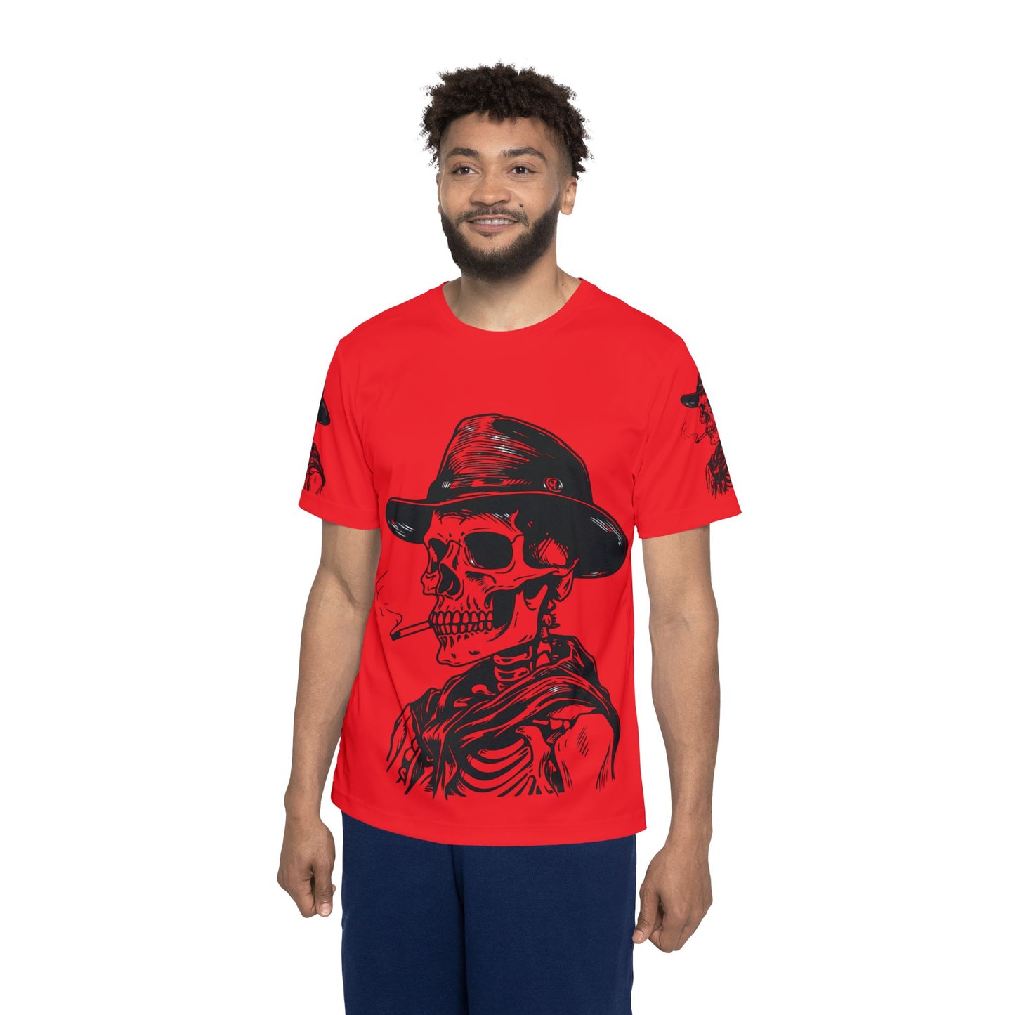 Red Skull Graphic Sports Jersey | Perfect for Halloween, Festivals, Gym Wear, Bold Fashion Statement, Unique Gift Idea