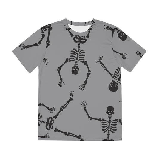 Grey Halloween Skeleton Tee, Fun Unisex Shirt, Spooky Graphic T-Shirt, Casual Costume Top, Perfect for Halloween Parties, Festive Wear