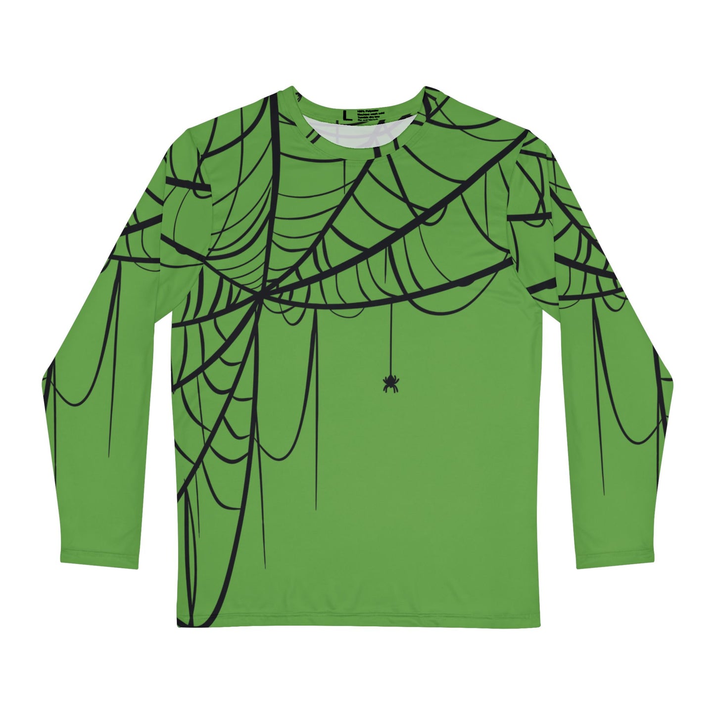 Men's Long Sleeve Shirt Green with Spiderweb Design - Perfect for Halloween, Casual Wear, Gifts, and Parties