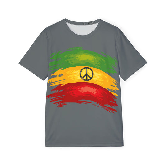 Dark Grey Rasta Peace Men's Sports Jersey, Casual Tee, Athletic Wear, Music Festival Shirt, Gift for Him, Summer Sports Apparel