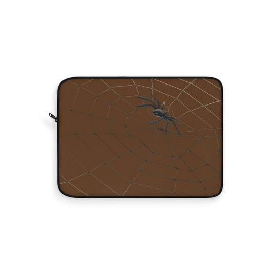 Spider in Web on Brown Laptop Sleeve | Unique Laptop Case for Teens, Gift for Artists, Computer Sleeve, Geeky Tech Accessories