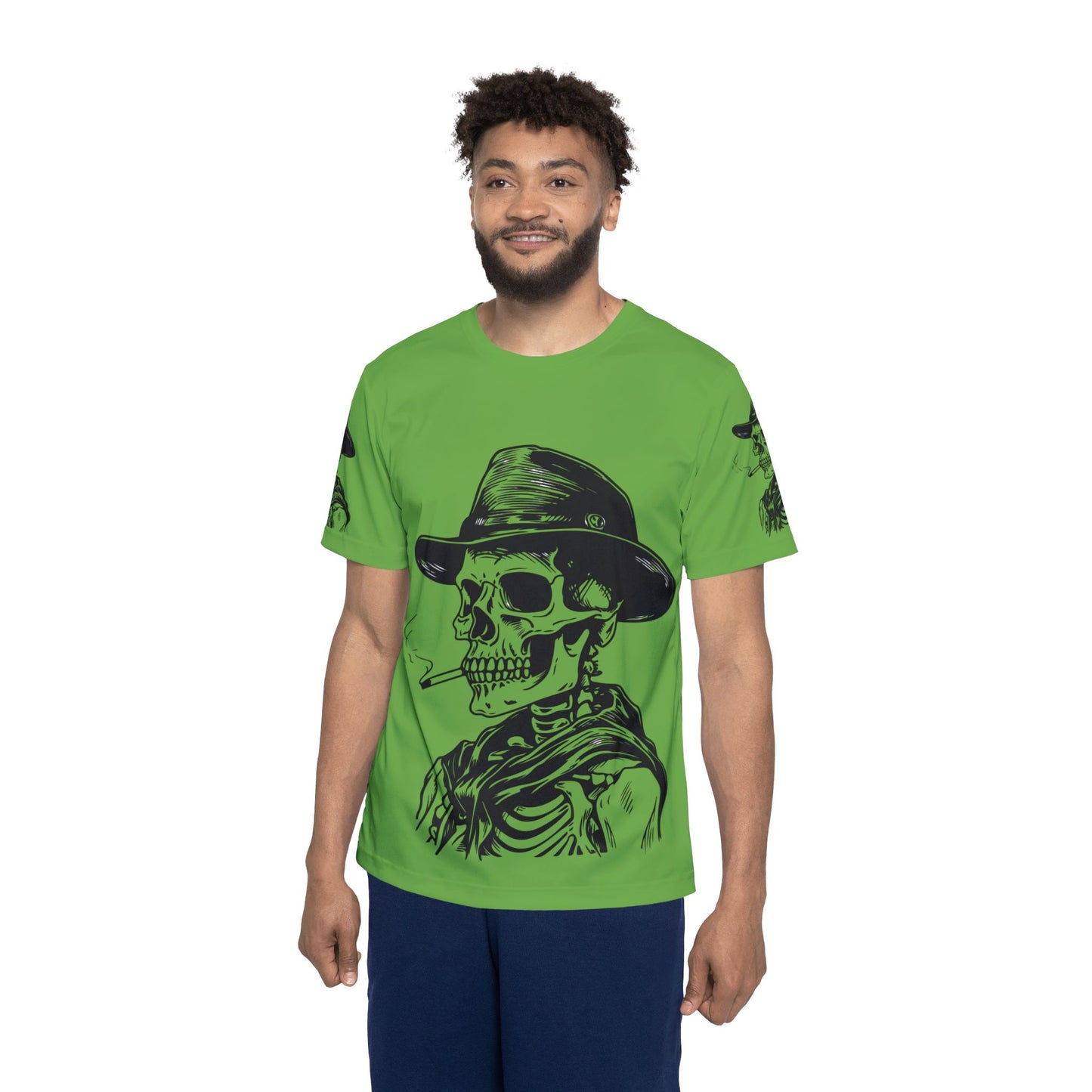 Green Skull Graphic Sports Jersey | Perfect for Halloween, Festivals, Gym Wear, Bold Fashion Statement, Unique Gift Idea