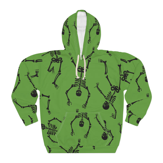 Green Halloween Skeleton Hoodie, Unisex Pullover, Spooky Fashion, Autumn Style, Cozy Fall Wear, Perfect for Parties