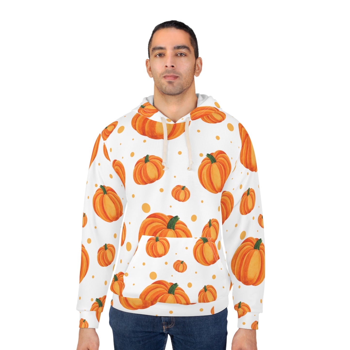 White Pumpkin Spice Pullover Hoodie, Cozy Fall Apparel, Unisex Harvest Hoodie, Autumn Fashion, Halloween Sweater, Pumpkin Patch Hoodie
