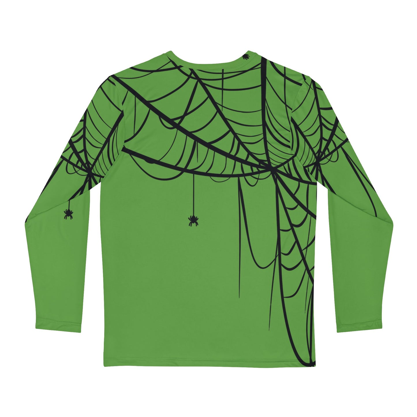 Men's Long Sleeve Shirt Green with Spiderweb Design - Perfect for Halloween, Casual Wear, Gifts, and Parties