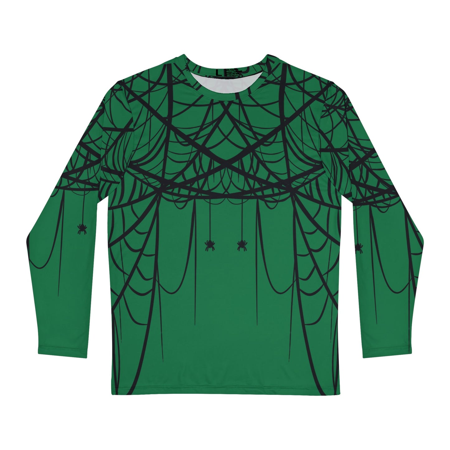 Men's Dark Green Long Sleeve Shirt White with Double Spiderweb Design - Perfect for Halloween, Casual Wear, Gifts, and Parties