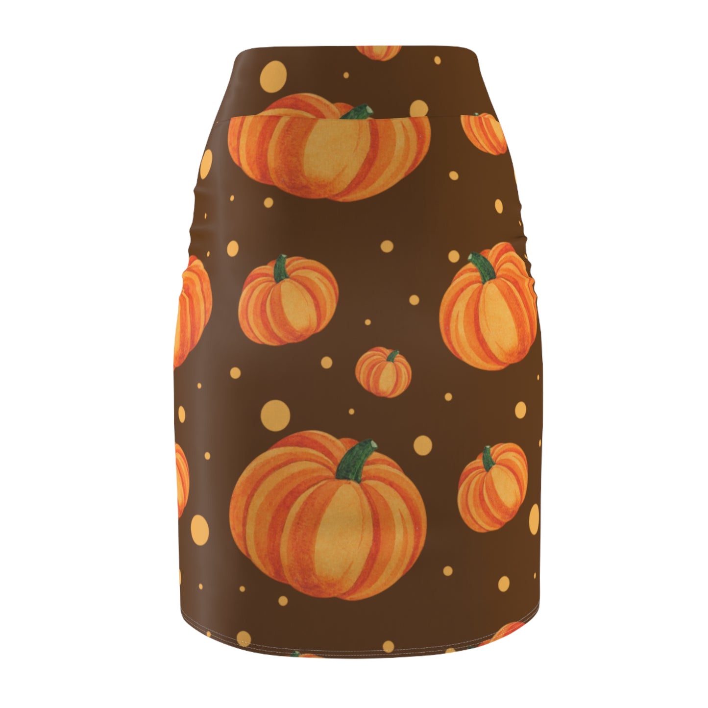 Pumpkin-Themed Brown Women's Pencil Skirt, Fall Fashion, Halloween Outfit, Seasonal Skirt, Thanksgiving Party Wear, Autumn Style