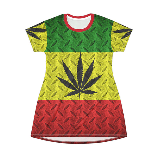 Rasta Vibes T-Shirt Dress, Chill Summer Dress, Boho Casual Wear, Hippie Style Dress, Festival Outfit, Eco-Friendly Fashion