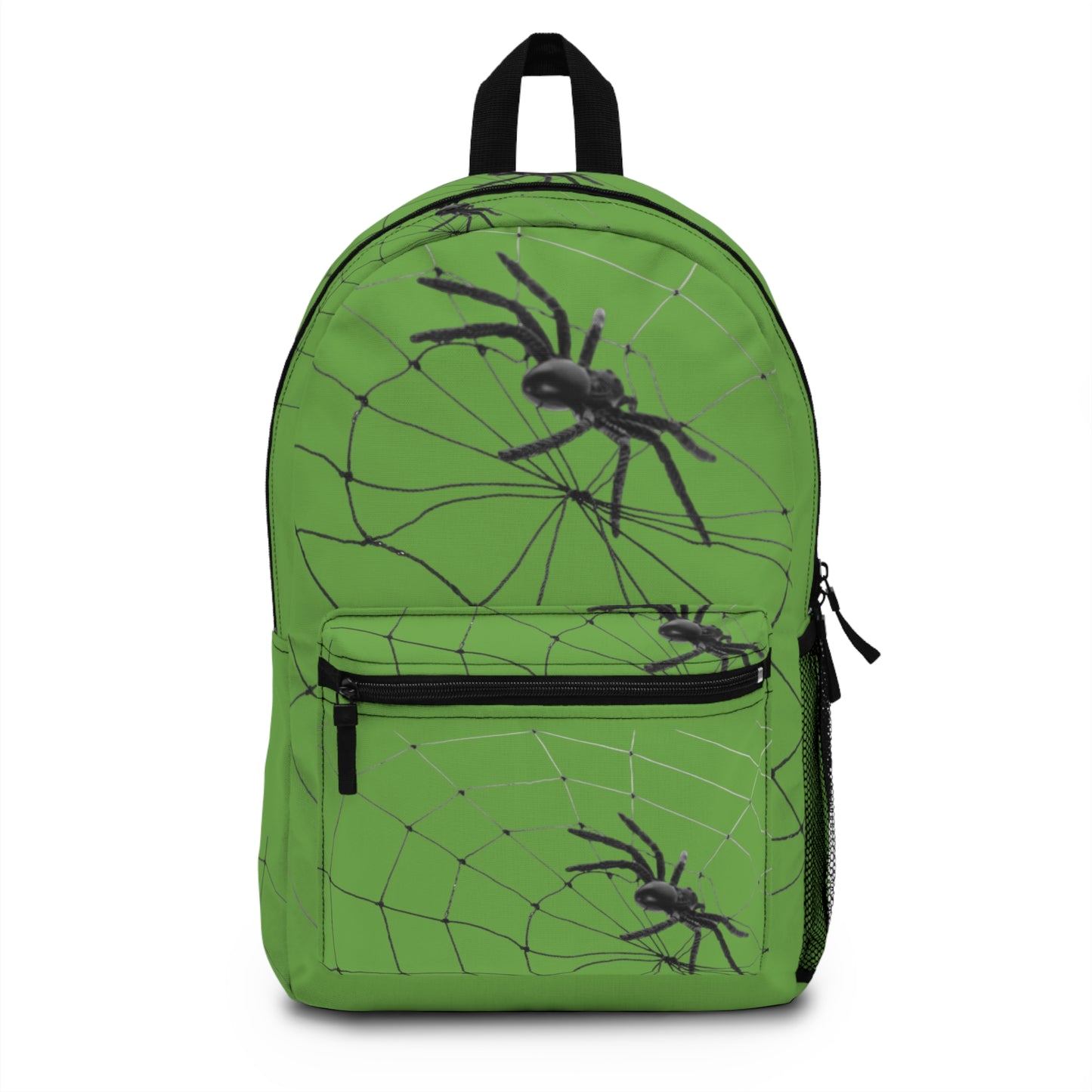 Spider Web on Green Backpack, Stylish Daypack for Spooky Season, Ideal for Halloween, School, and Travel, Trendy Gift for Kids and Teens