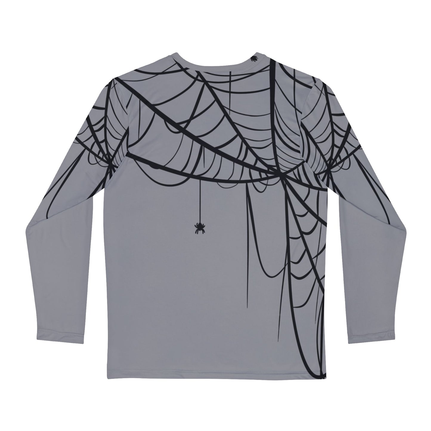 Men's Long Sleeve Shirt Light Grey with Spiderweb Design - Perfect for Halloween, Casual Wear, Gifts, and Parties