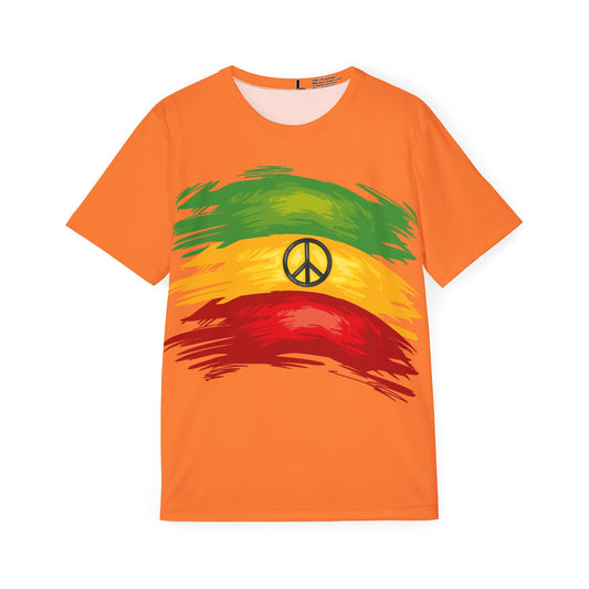 Orange Rasta Peace Men's Sports Jersey, Casual Tee, Athletic Wear, Music Festival Shirt, Gift for Him, Summer Sports Apparel