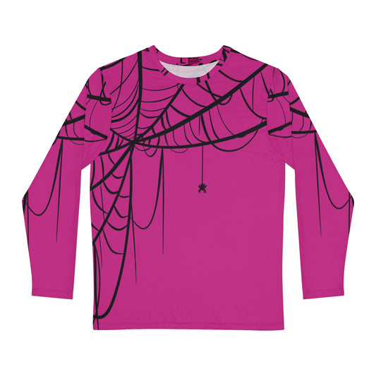 Men's Long Sleeve Shirt Purple with Spiderweb Design - Perfect for Halloween, Casual Wear, Gifts, and Parties