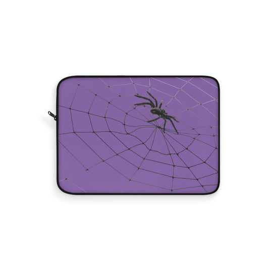 Spider in Web on Light Purple Laptop Sleeve | Unique Laptop Case for Teens, Gift for Artists, Computer Sleeve, Geeky Tech Accessories