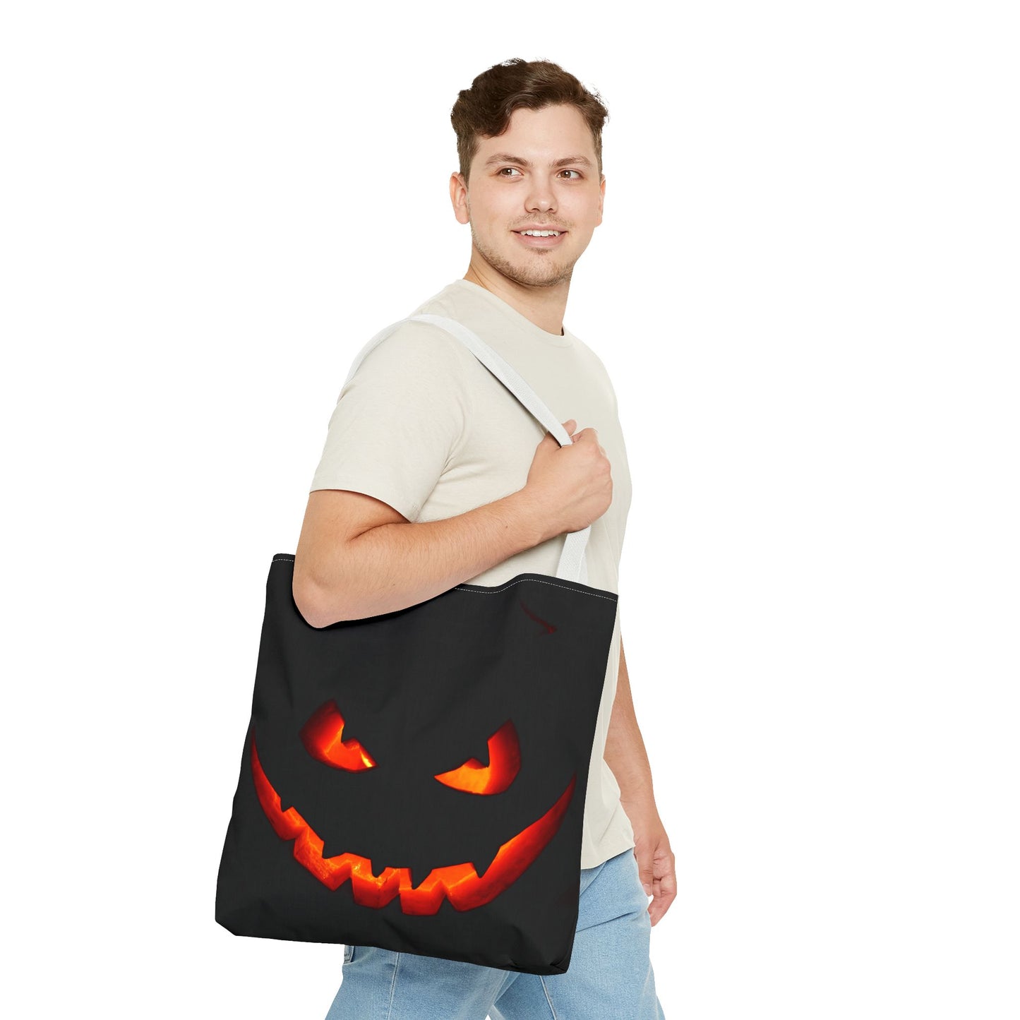 Halloween Pumpkin Tote Bag, Spooky Bag, Trick or Treat, Fall Fashion, Halloween Party Decoration, Ghostly Gift Idea