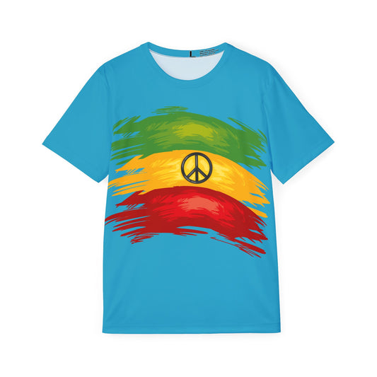 Turquoise Rasta Peace Men's Sports Jersey, Casual Tee, Athletic Wear, Music Festival Shirt, Gift for Him, Summer Sports Apparel