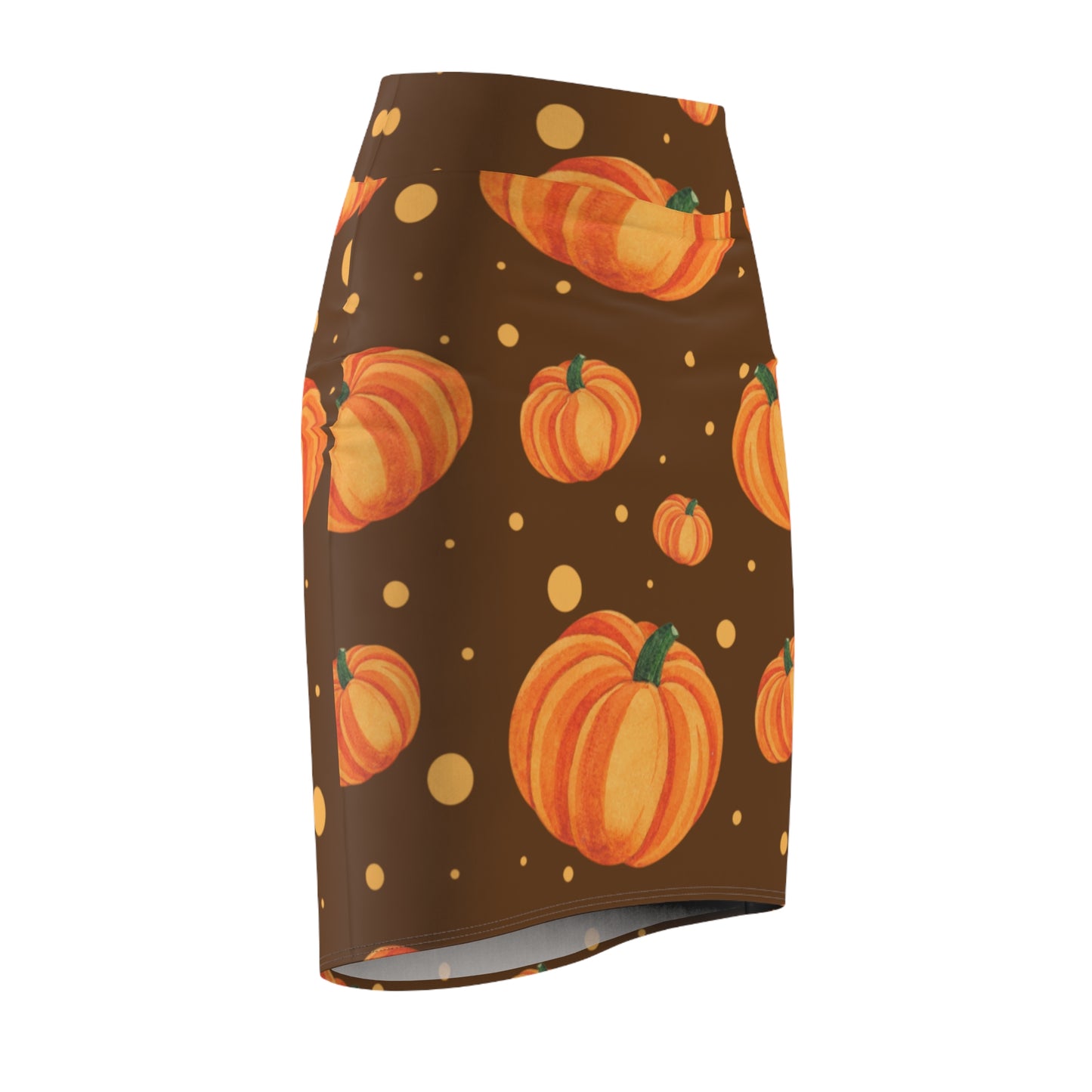 Pumpkin-Themed Brown Women's Pencil Skirt, Fall Fashion, Halloween Outfit, Seasonal Skirt, Thanksgiving Party Wear, Autumn Style