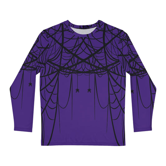 Men's Purple Long Sleeve Shirt with Double Spiderweb Design - Perfect for Halloween, Casual Wear, Gifts, and Parties