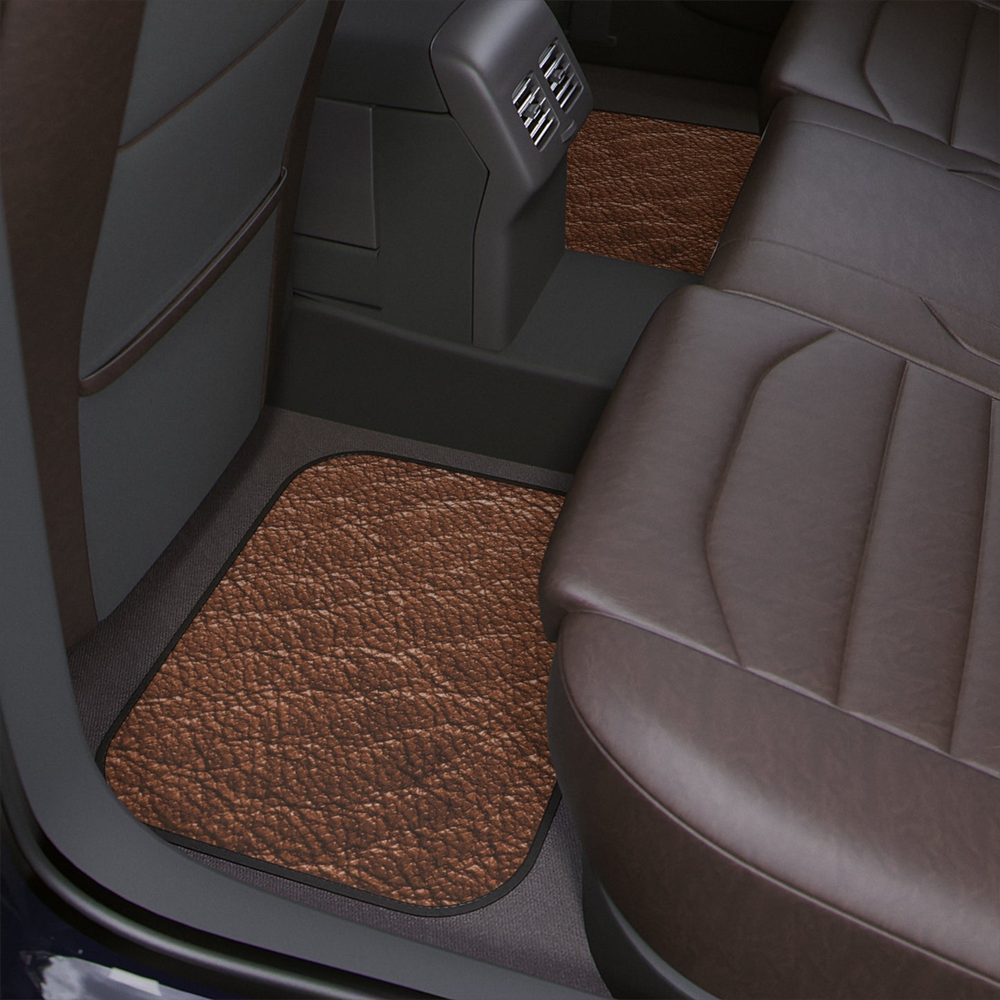 Brown Leather Look, Stylish Car Floor Mat, Durable Auto Accessory, Custom Vehicle Mats, Car Interior Decor, Unique Gift for Car Lovers