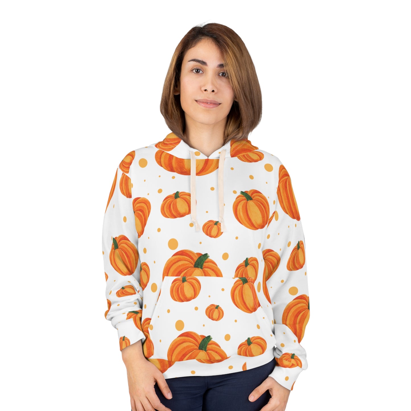 White Pumpkin Spice Pullover Hoodie, Cozy Fall Apparel, Unisex Harvest Hoodie, Autumn Fashion, Halloween Sweater, Pumpkin Patch Hoodie