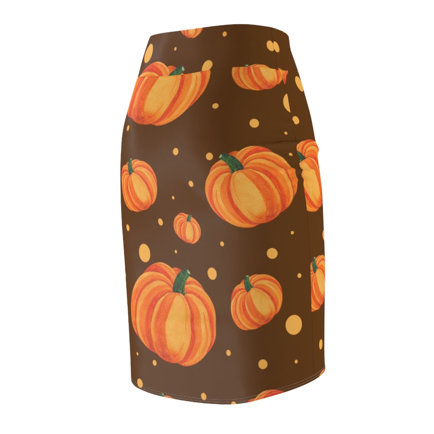Pumpkin-Themed Brown Women's Pencil Skirt, Fall Fashion, Halloween Outfit, Seasonal Skirt, Thanksgiving Party Wear, Autumn Style