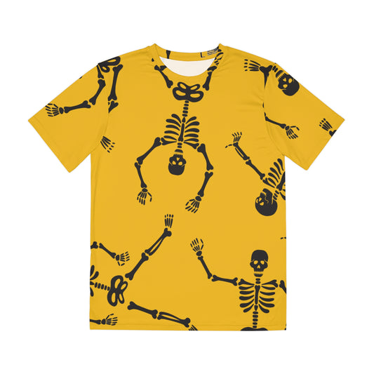 Yellow Halloween Skeleton Tee, Fun Unisex Shirt, Spooky Graphic T-Shirt, Casual Costume Top, Perfect for Halloween Parties, Festive Wear
