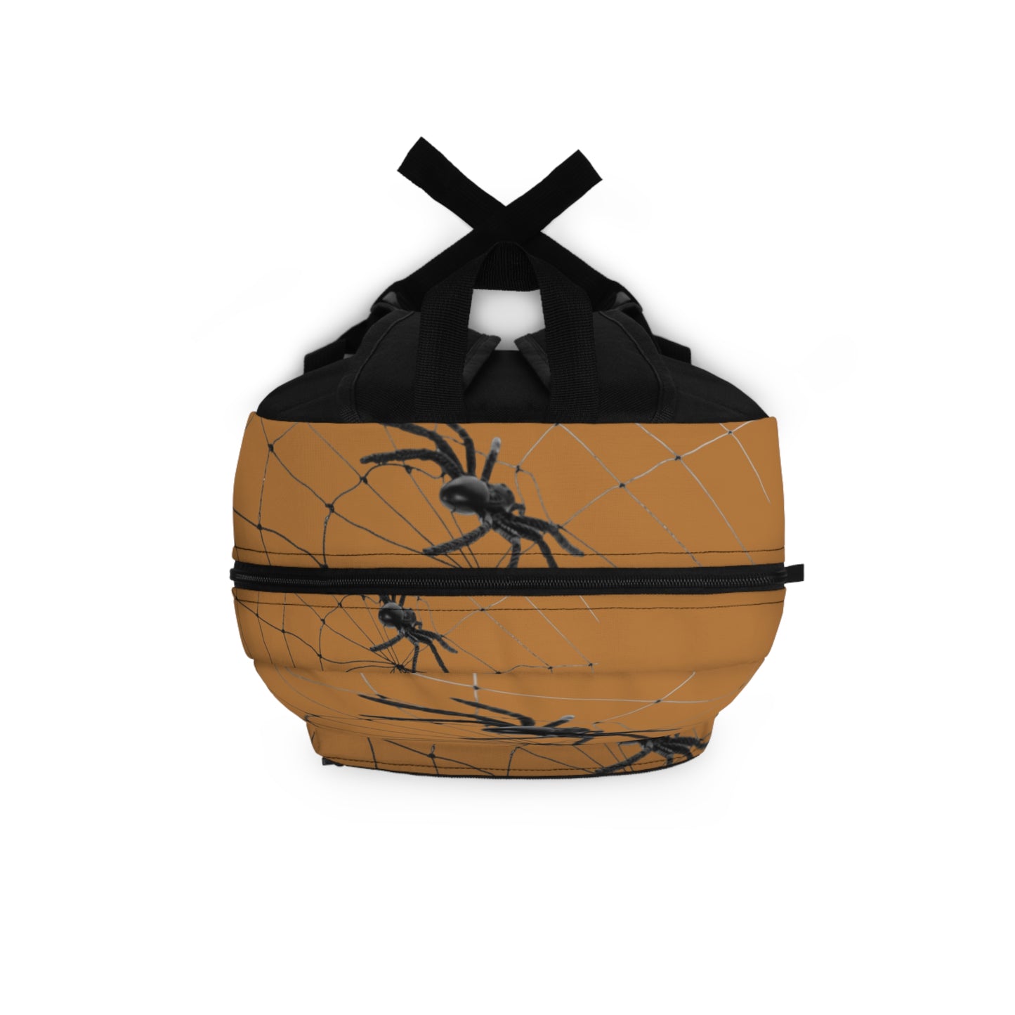 Spider Web on Light Brown Backpack, Stylish Daypack for Spooky Season, Ideal for Halloween, School, and Travel, Trendy Gift for Kids and Teens