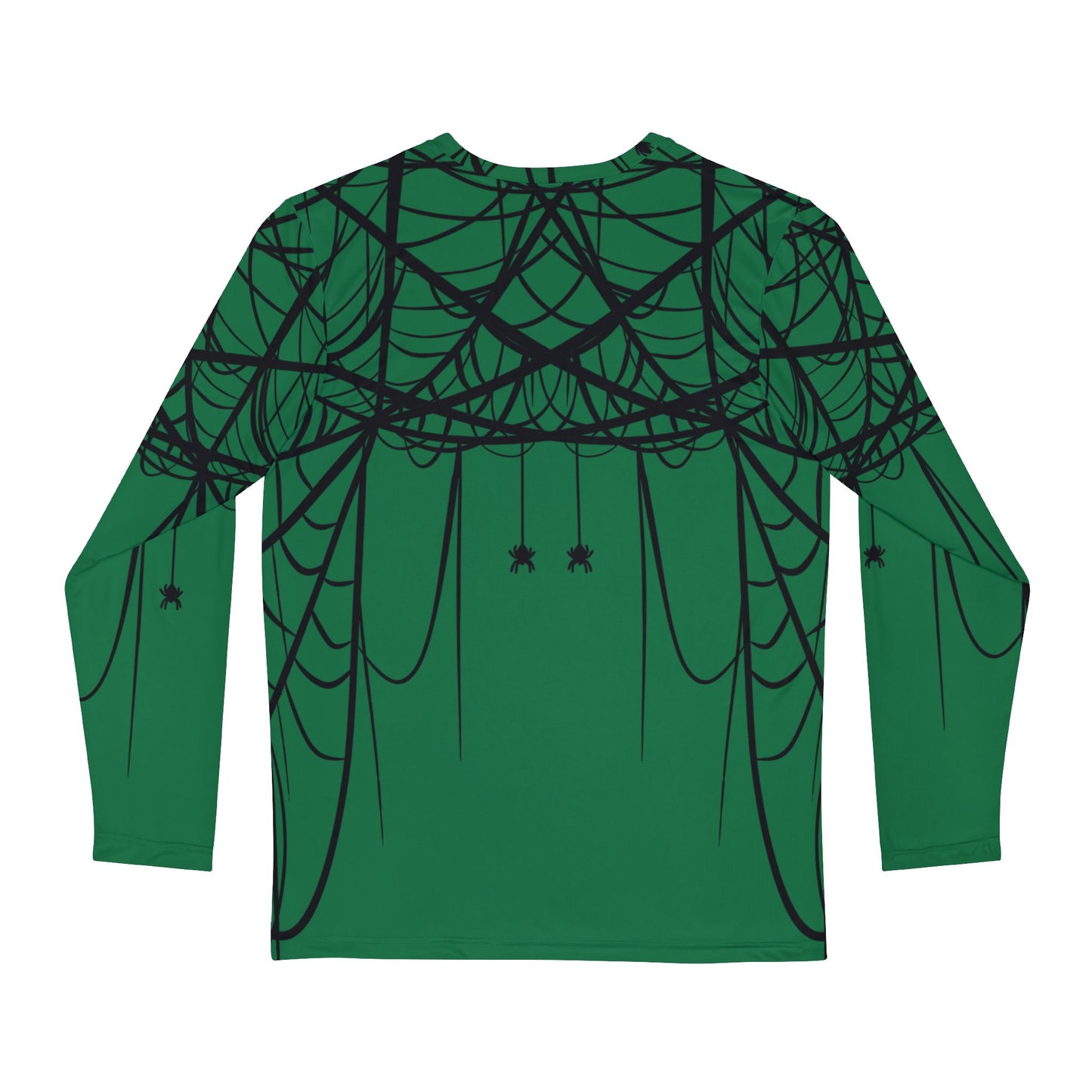 Men's Dark Green Long Sleeve Shirt White with Double Spiderweb Design - Perfect for Halloween, Casual Wear, Gifts, and Parties