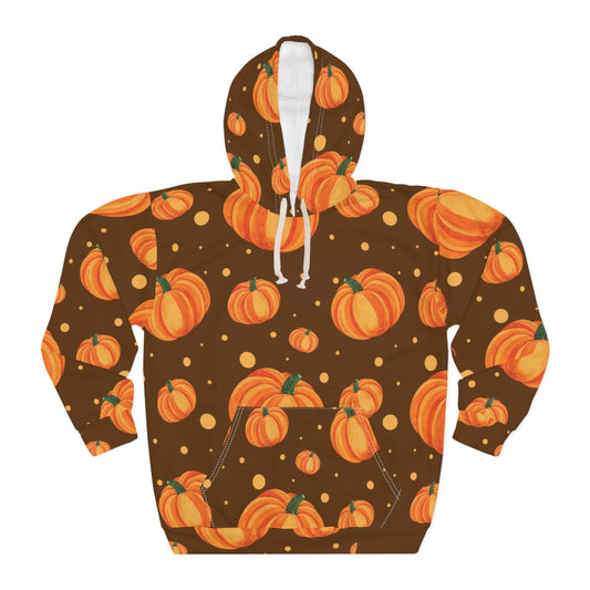 Brown Pumpkin Spice Pullover Hoodie, Cozy Fall Apparel, Unisex Harvest Hoodie, Autumn Fashion, Halloween Sweater, Pumpkin Patch Hoodie