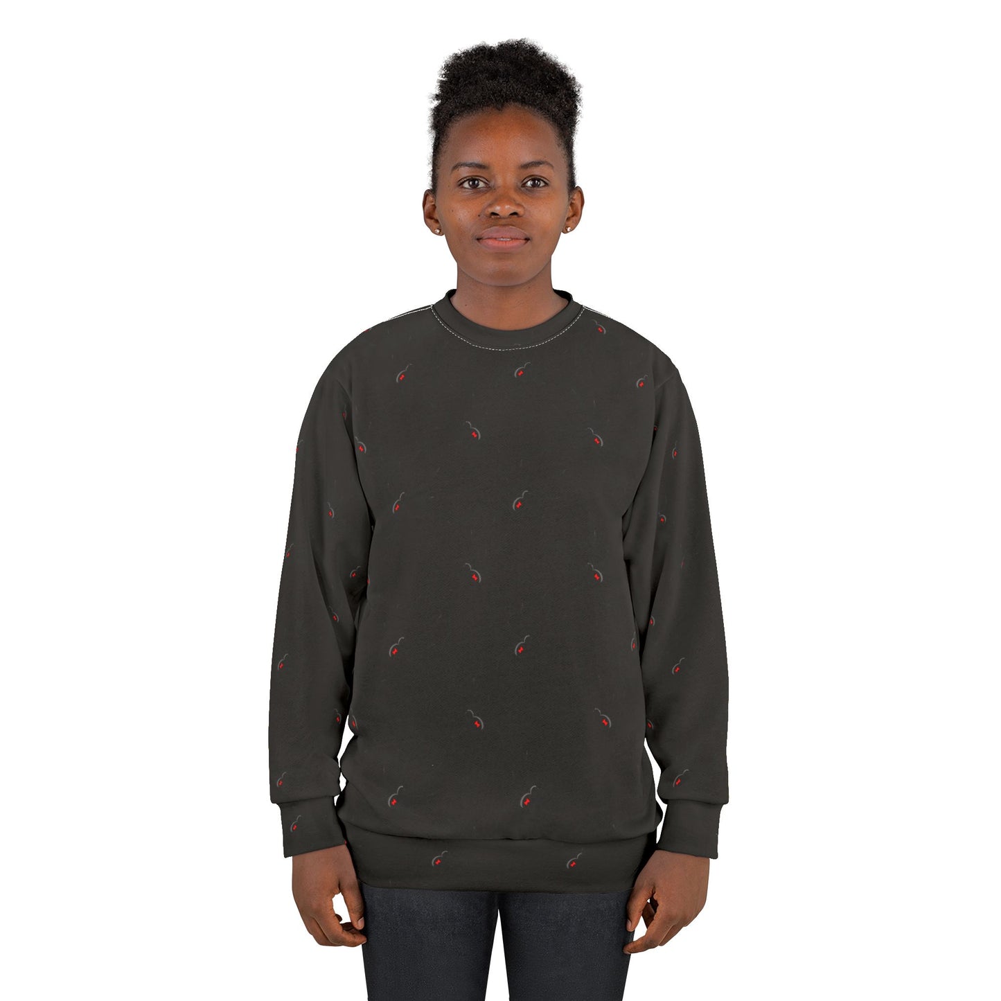 Spider Pattern 0n Black Unisex Sweatshirt - Cozy Halloween Style, Fall Fashion, Graphic Jumper, Unique Gift, Streetwear