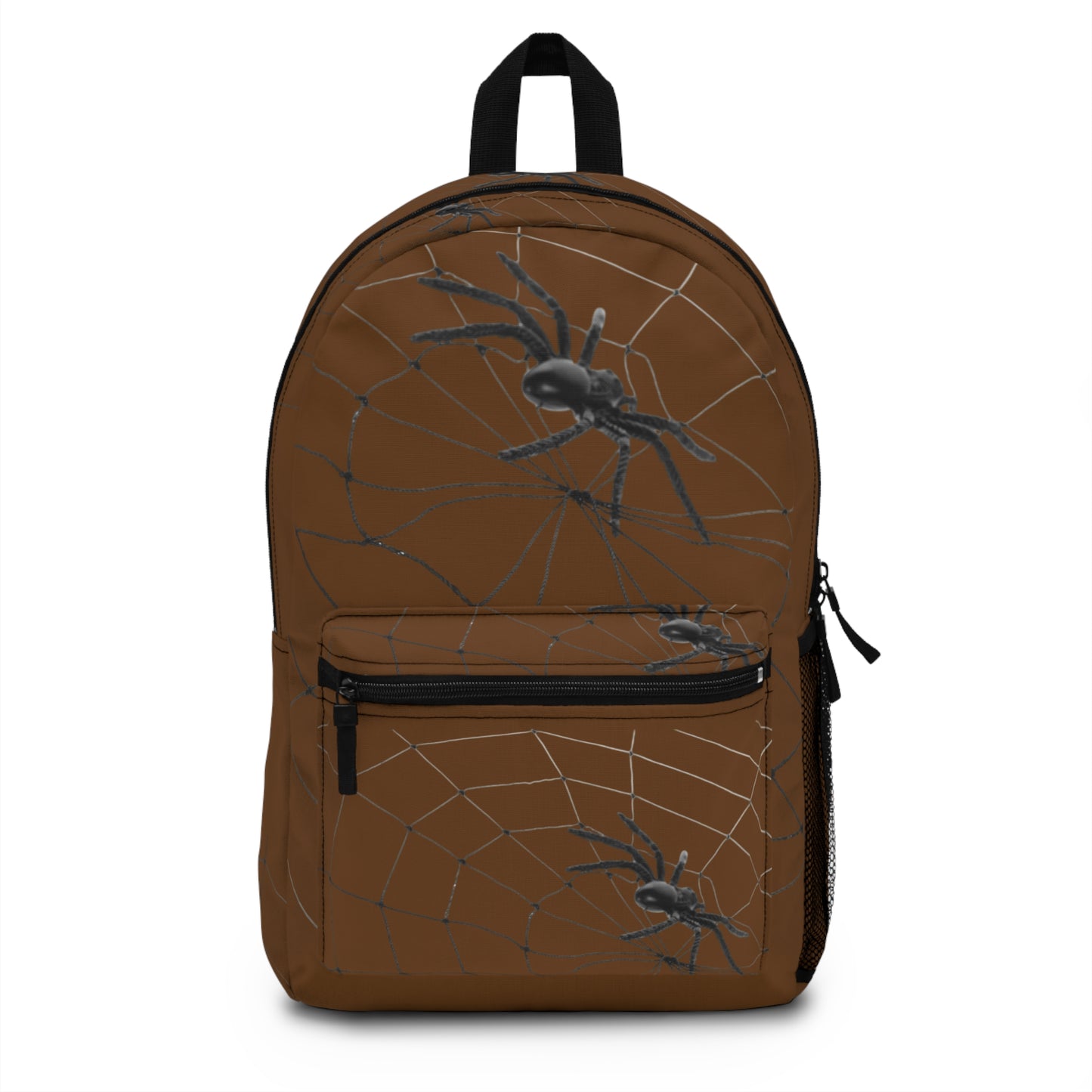 Spider Web on Dark Brown  Backpack, Stylish Daypack for Spooky Season, Ideal for Halloween, School, and Travel, Trendy Gift for Kids and Teens