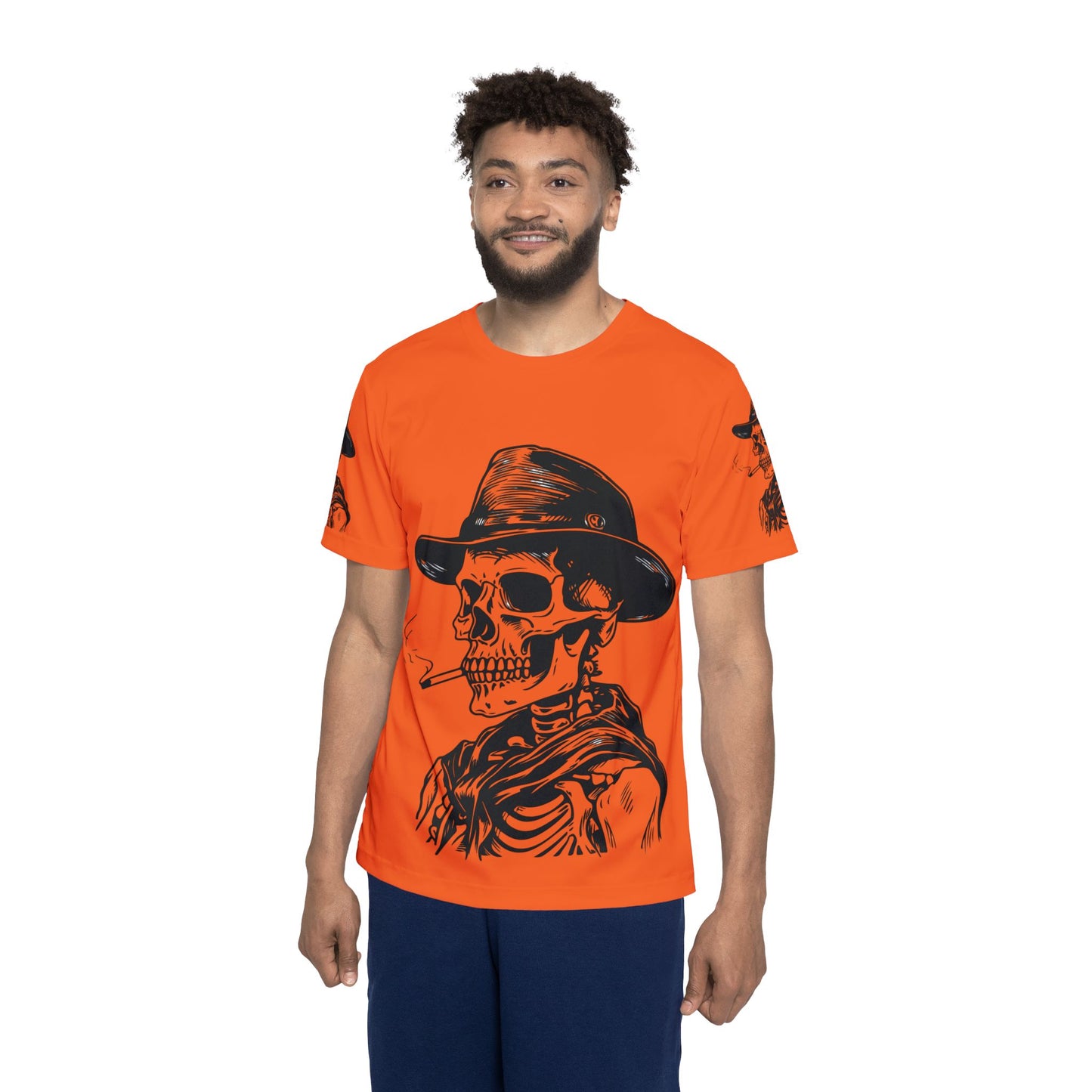 Orange Skull Graphic Sports Jersey | Perfect for Halloween, Festivals, Gym Wear, Bold Fashion Statement, Unique Gift Idea